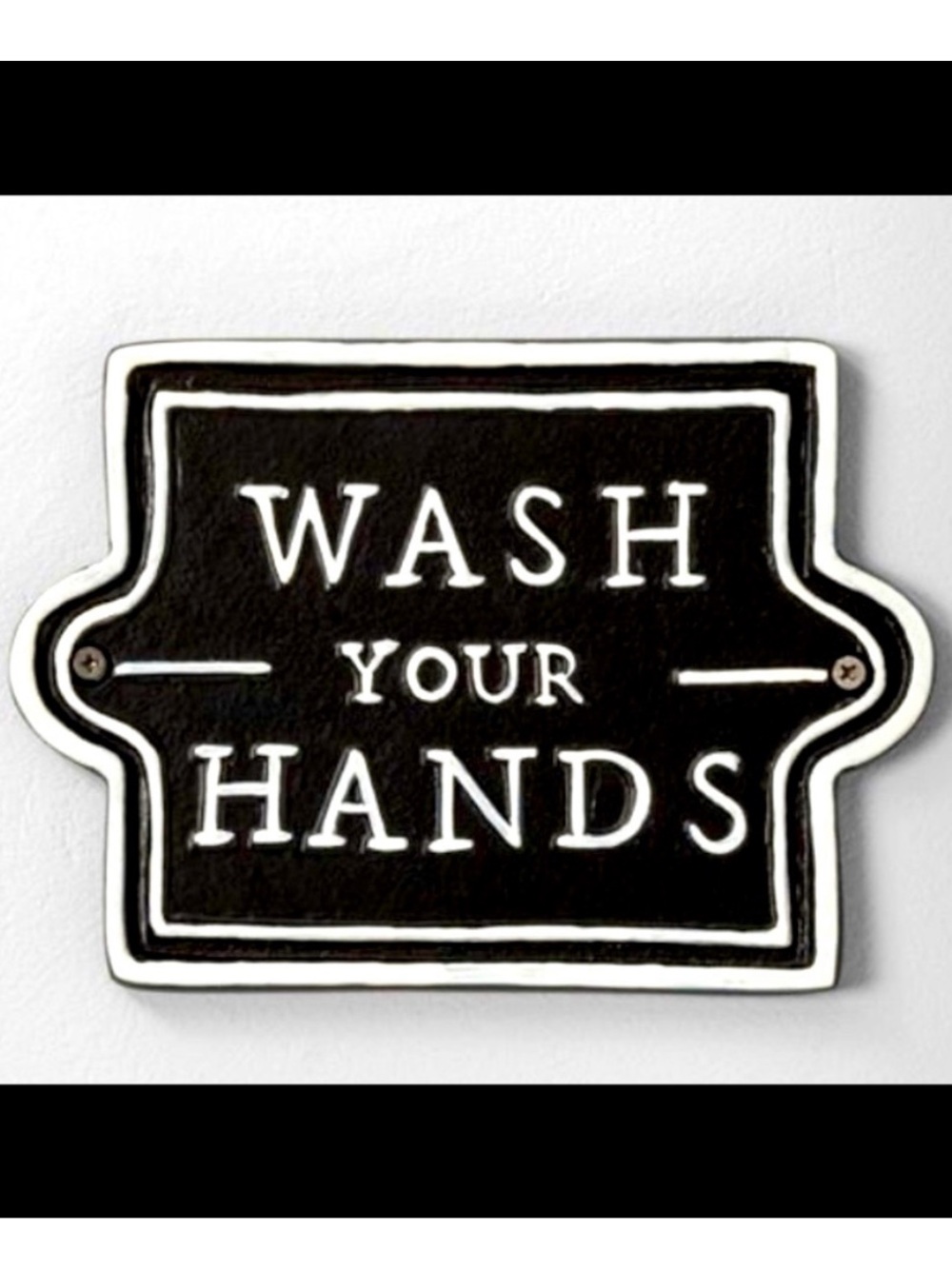 Hearth & Hand Black and White 'Wash Your‎ Hands' Farmhouse Wall Sign